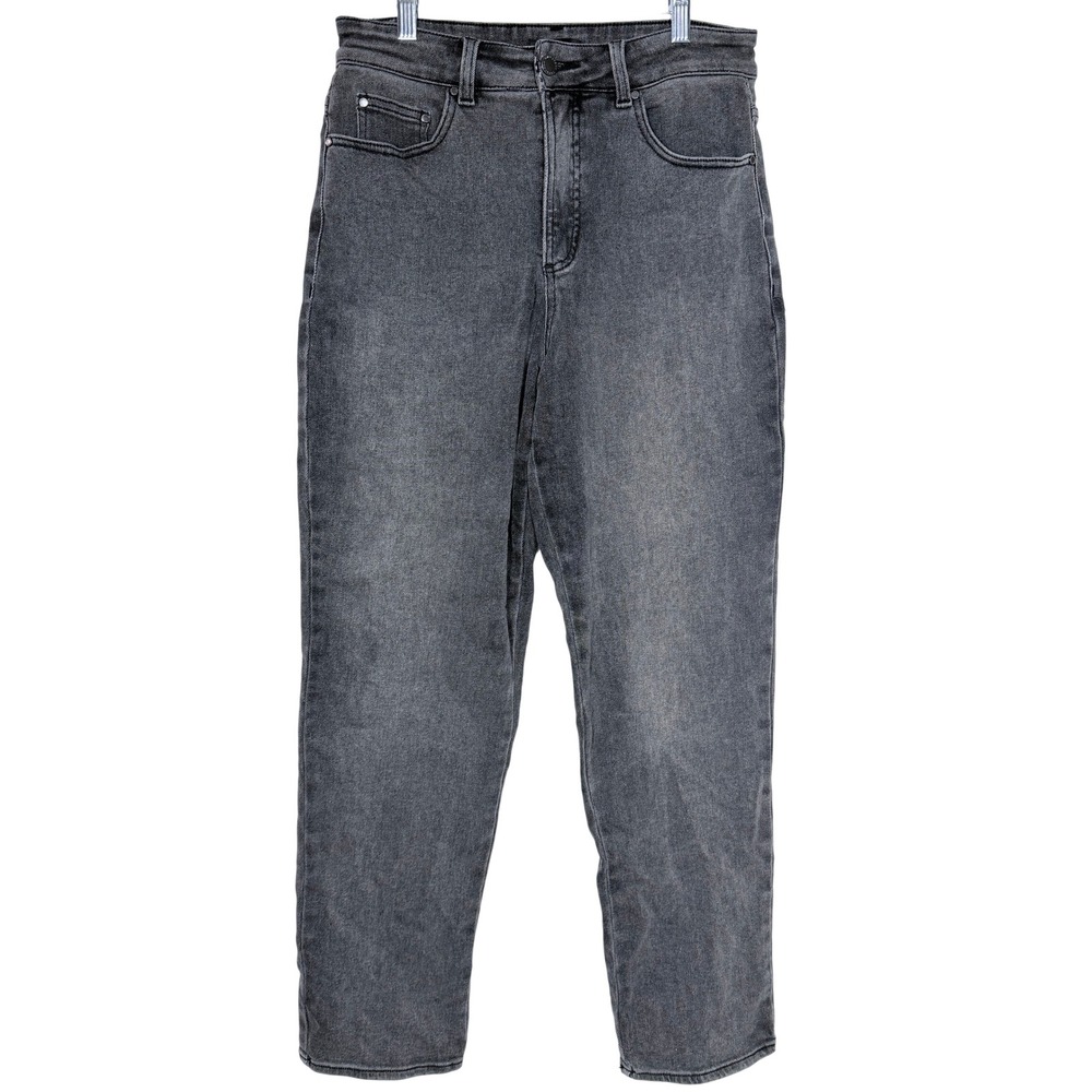Universal Standard Womens 8 L Donna High Rise Straight Jeans Gray Denim Stretch